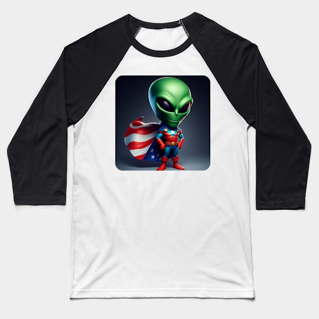 Martian Alien Caricature #7 Baseball T-Shirt by The Black Panther